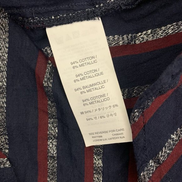 J Crew Popover Top 8 Navy Striped Long Sleeve Casual Workwear Preppy - Picture 4 of 5